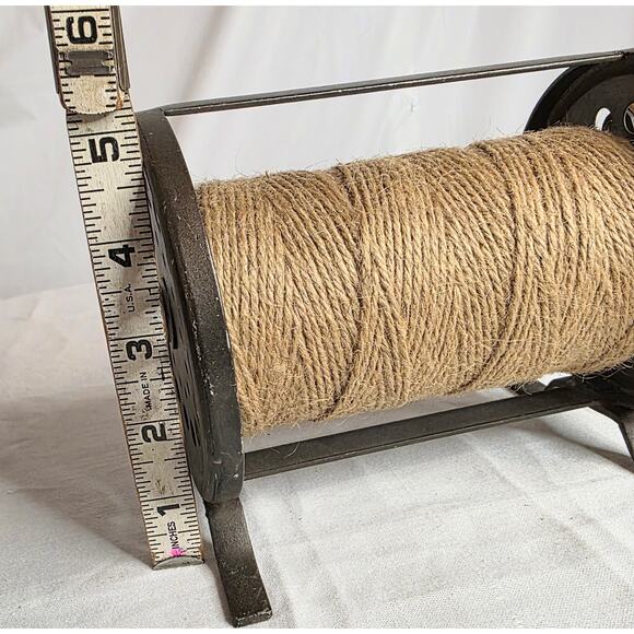 Vintage Cast Iron Hand Crank Twine Spool Stand with One 5" Long Spool of Twine - Picture 4 of 4